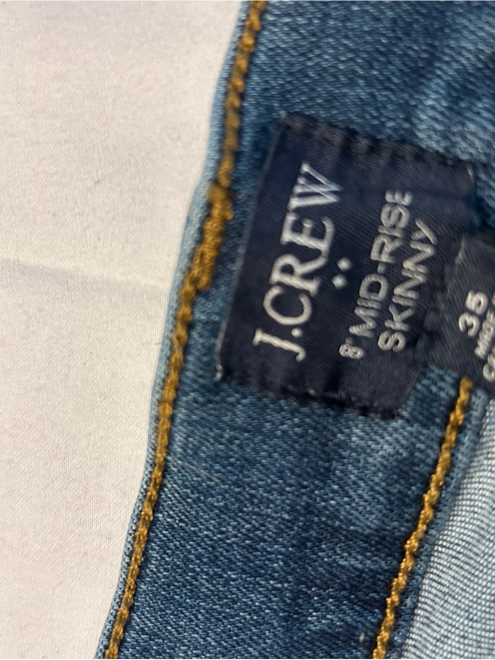J. Crew Blue Denim Skinny Jeans with Gold Stitching